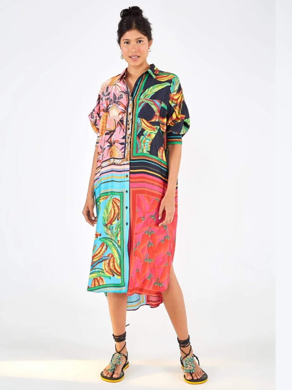 FARM RIO Scarf Mix Shirt Dress